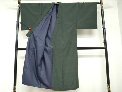 平和屋着物●男性 髭紬 アンサンブル 革色 正絹 逸品 DAAZ7838ud