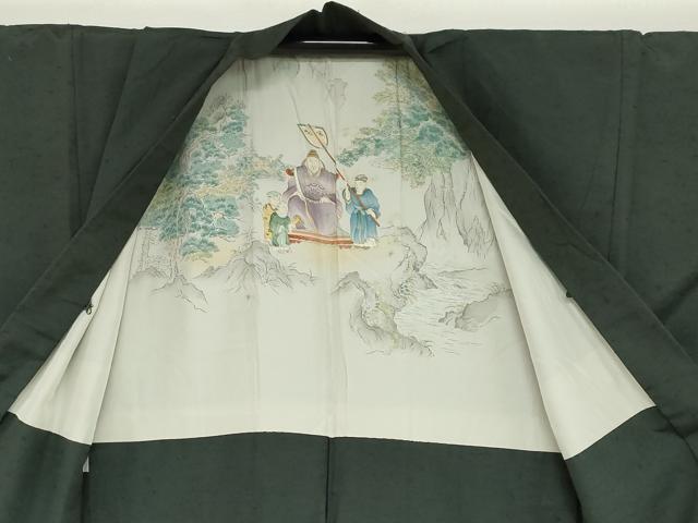平和屋着物●男性 髭紬 アンサンブル 革色 正絹 逸品 DAAZ7838ud