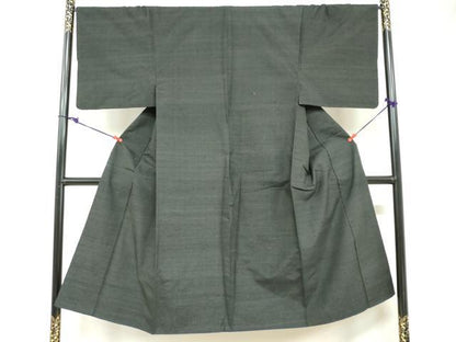 平和屋着物●男性　紬　アンサンブル　黒緑色　正絹　逸品　DAAZ7840ud
