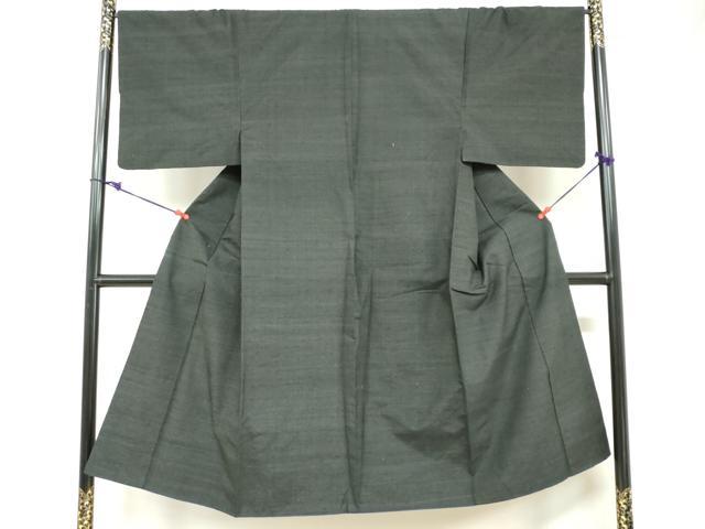 平和屋着物●男性　紬　アンサンブル　黒緑色　正絹　逸品　DAAZ7840ud