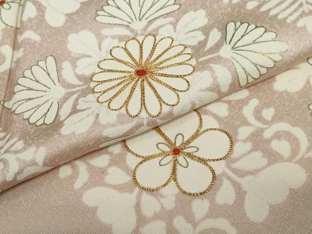 平和屋着物○訪問着 駒刺繍 花菱文 金彩 正絹 逸品 DAAZ7843ud