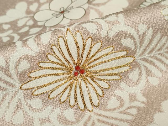 平和屋着物○訪問着 駒刺繍 花菱文 金彩 正絹 逸品 DAAZ7843ud