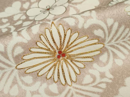 平和屋着物●訪問着　駒刺繍　花菱文　金彩　正絹　逸品　DAAZ7843ud