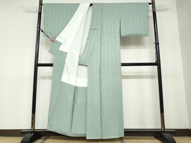 平和屋着物●上質な色無地　更紗花唐草地紋　薄青色　正絹　逸品　未使用　DAAZ7856ud 平和屋着物○上質な色無地 更紗花唐草地紋 薄青色 正絹 逸品