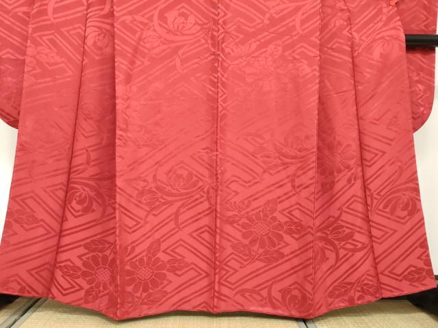 平和屋着物○豪華振袖 草花地紋 紅海老茶色 正絹 逸品DAAZ7859ud