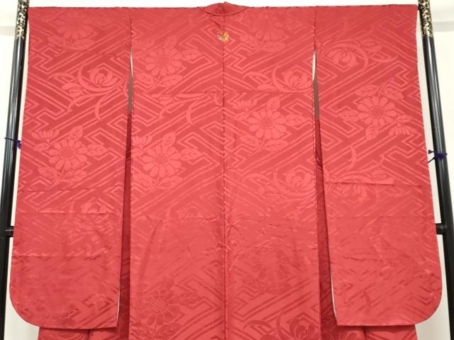 平和屋着物●豪華振袖　紅海老茶色　正絹　逸品　AABE1806fy 平和屋着物○豪華振袖 草花地紋 紅海老茶色 正絹 逸品DAAZ7859ud