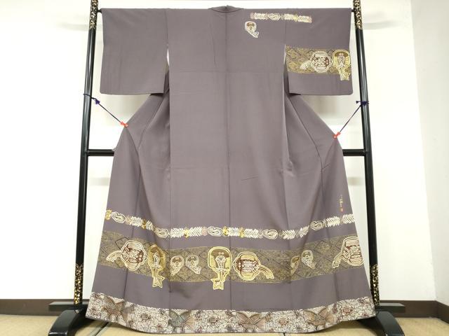 平和屋着物●訪問着　べっ甲箔　木村吉幸　抽象文様　金彩　正絹　逸品　DAAZ7863ud