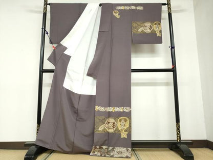 平和屋着物●訪問着　べっ甲箔　木村吉幸　抽象文様　金彩　正絹　逸品　DAAZ7863ud