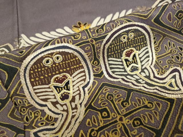 平和屋着物●訪問着　べっ甲箔　木村吉幸　抽象文様　金彩　正絹　逸品　DAAZ7863ud