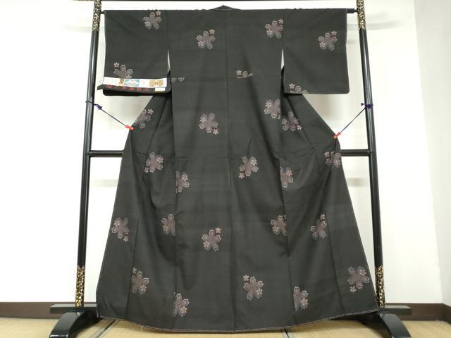 新古品！やまと誂製＊純泥染＊９マルキ＊本場大島紬＊着物＊１６１ｃｍ＊裄６６ 本場大島紬 着物 袷 9マルキ 泥染 裄64.5 M～L 新古品 sn1287