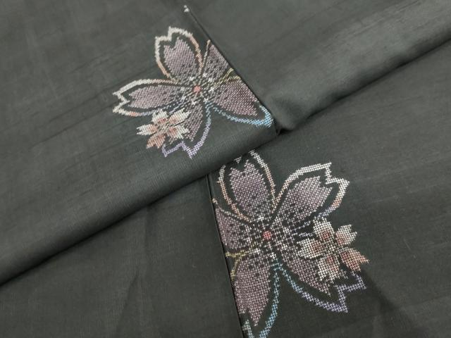 平和屋着物□極上 本場大島紬 9マルキ 古代染色純泥染 枝花