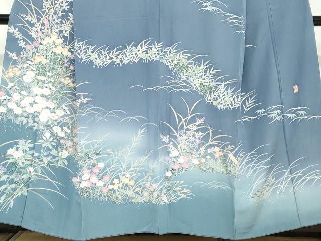 平和屋着物○訪問着 友禅 作家物 草花文 暈し染め 正絹 逸品