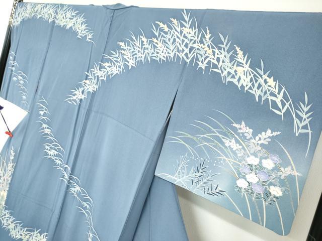 平和屋着物○訪問着 友禅 作家物 草花文 暈し染め 正絹 逸品