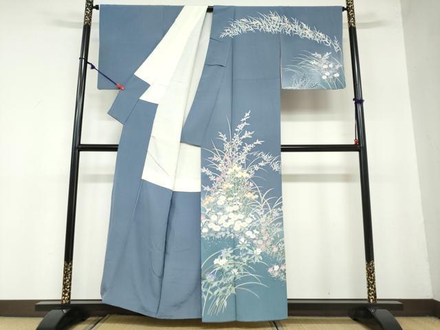 平和屋着物○訪問着 友禅 作家物 草花文 暈し染め 正絹 逸品