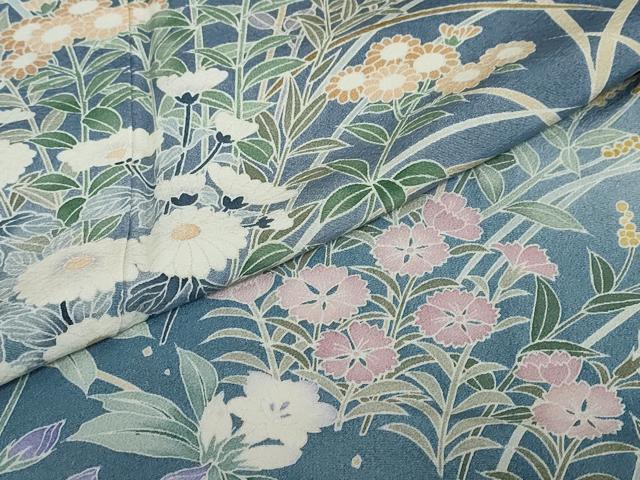 平和屋着物○訪問着 友禅 作家物 草花文 暈し染め 正絹 逸品