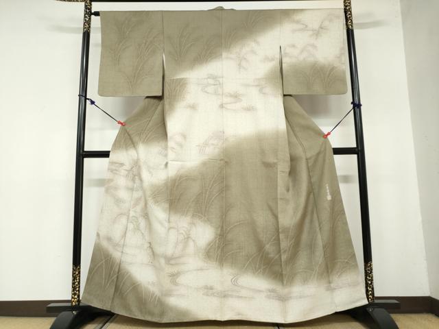 平和屋着物●創業明治元年、京の老舗【小糸染芸】　小糸敏夫　訪問着　流水花鳥文　暈し染め　正絹　逸品　DAAZ7879ud