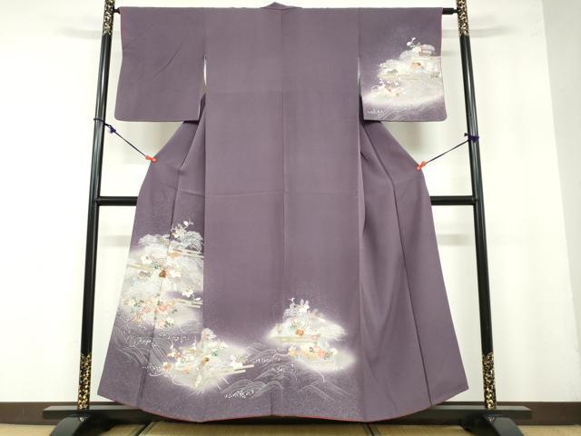 平和屋着物●訪問着　立波草花文　暈し染め　金彩　正絹　逸品　DAAZ7901ud