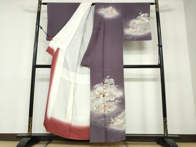 平和屋着物●訪問着　立波草花文　暈し染め　金彩　正絹　逸品　DAAZ7901ud