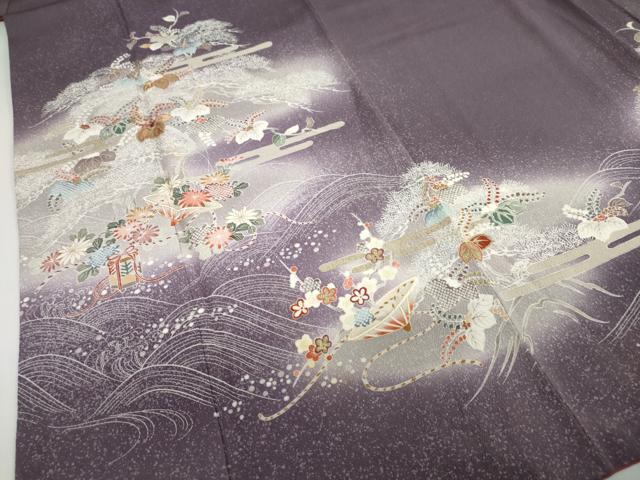 平和屋着物●訪問着　立波草花文　暈し染め　金彩　正絹　逸品　DAAZ7901ud