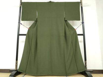 平和屋着物●上質な色無地　深緑色　正絹　逸品　未使用　DAAZ7903ud