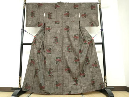 平和屋着物●本場大島紬　7マルキ　草花籬文　正絹　逸品　DAAZ7914ud