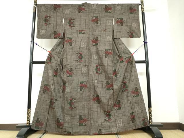 平和屋着物●本場大島紬　7マルキ　草花籬文　正絹　逸品　DAAZ7914ud