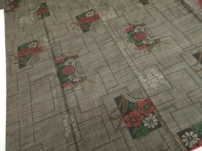 平和屋着物●本場大島紬　7マルキ　草花籬文　正絹　逸品　DAAZ7914ud