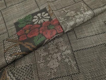 平和屋着物●本場大島紬　7マルキ　草花籬文　正絹　逸品　DAAZ7914ud