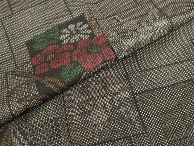 平和屋着物●本場大島紬　7マルキ　草花籬文　正絹　逸品　DAAZ7914ud