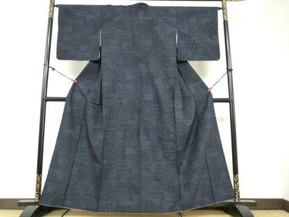 平和屋着物●結城紬 100亀甲 吉祥草花文 正絹 逸品 DAAZ7917ud
