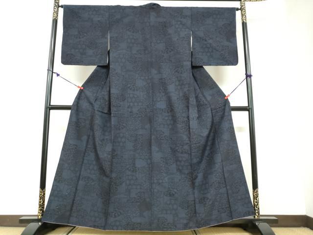 平和屋着物●結城紬 100亀甲 吉祥草花文 正絹 逸品 DAAZ7917ud