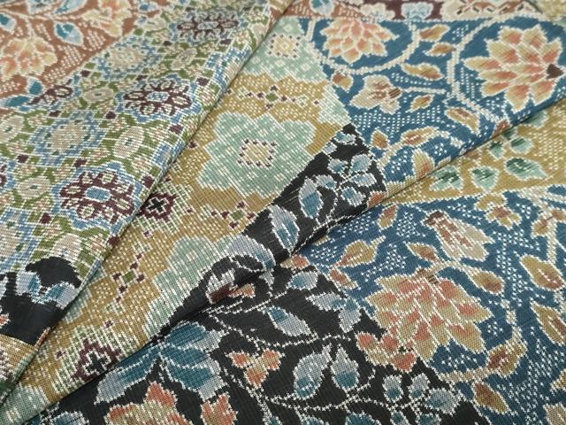 平和屋着物○本場大島紬 7マルキ 更紗切嵌草花文 正絹 逸品 DAAZ7923ud