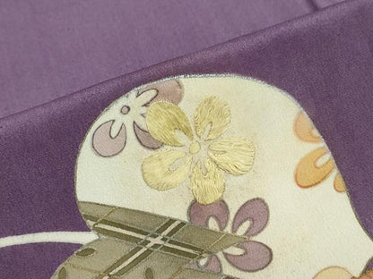 平和屋着物●アンティーク　大正ロマン　色留袖　駒刺繍　楽器草花文　金銀彩　正絹　逸品　DAAZ7941ud