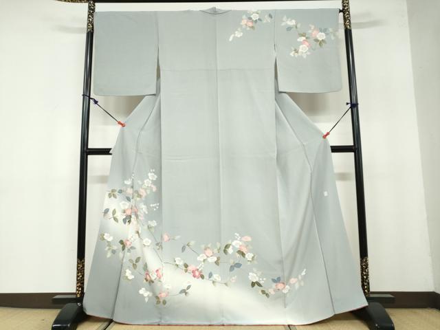 平和屋着物○訪問着 友禅 作家物 枝椿文 暈し染め 正絹