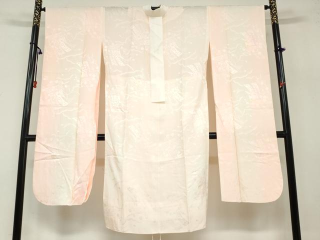 平和屋着物●振袖用長襦袢　無双仕立て　几帳草花地紋　暈し染め　正絹　逸品　DAAZ7963ud