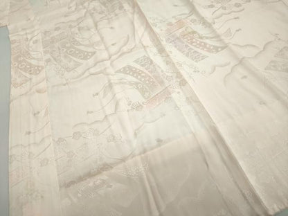 平和屋着物●振袖用長襦袢　無双仕立て　几帳草花地紋　暈し染め　正絹　逸品　DAAZ7963ud