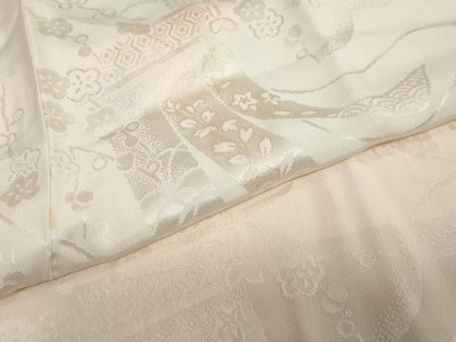 平和屋着物●振袖用長襦袢　無双仕立て　几帳草花地紋　暈し染め　正絹　逸品　DAAZ7963ud