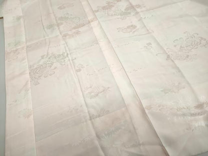 平和屋着物●振袖用長襦袢　無双仕立て　草花地紋　半衿刺繍　正絹　逸品　DAAZ7964ud