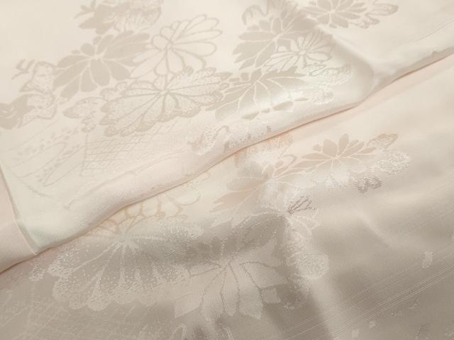 平和屋着物●振袖用長襦袢　無双仕立て　草花地紋　半衿刺繍　正絹　逸品　DAAZ7964ud