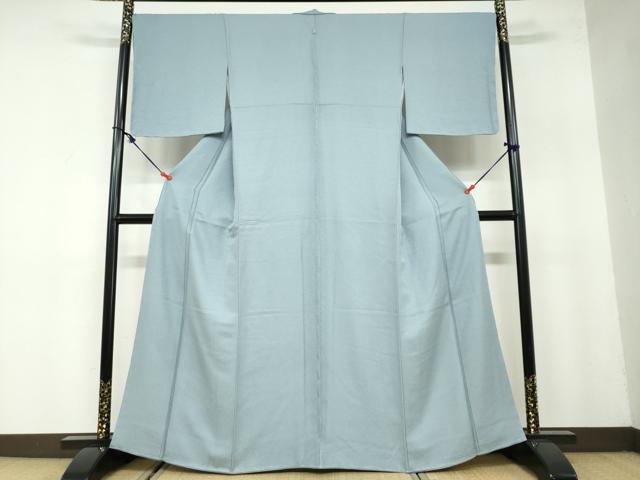 平和屋着物●上質な色無地　花尽くし地紋　藍鼠色　正絹　逸品　未使用　DAAZ7988ud