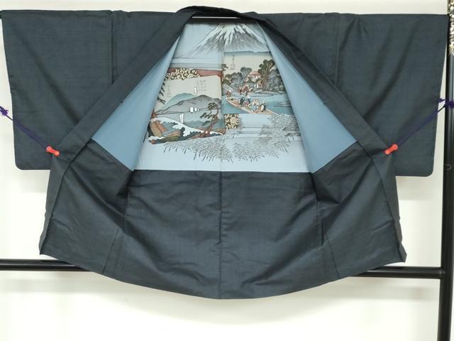 平和屋着物●男性　本場大島紬　アンサンブル　80亀甲　総詰め　反端付き　正絹　逸品　DAAZ7993ud