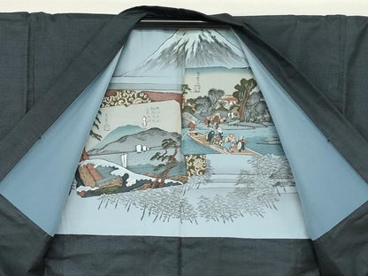 平和屋着物●男性　本場大島紬　アンサンブル　80亀甲　総詰め　反端付き　正絹　逸品　DAAZ7993ud