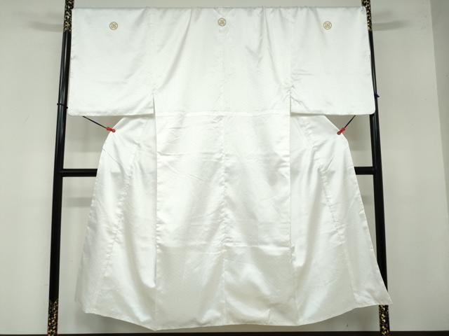 平和屋着物●男性　色紋付　長羽織セット　紗綾型地紋　白色　キングサイズ　洗える着物　DAAZ7995ud