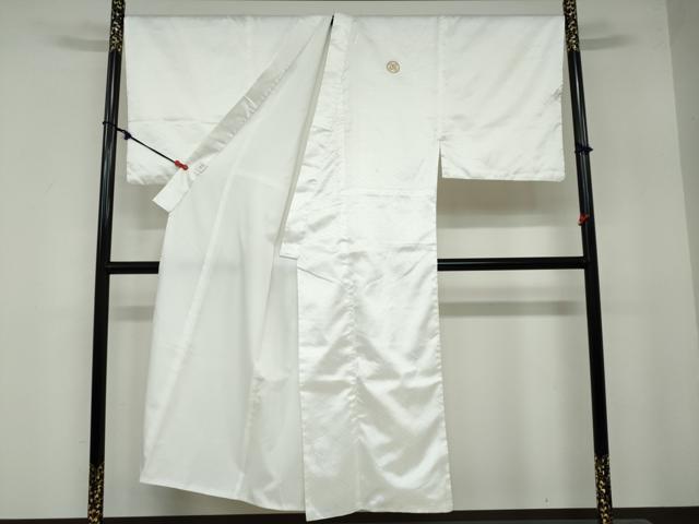 平和屋着物●男性　色紋付　長羽織セット　紗綾型地紋　白色　キングサイズ　洗える着物　DAAZ7995ud