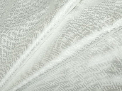 平和屋着物●男性　色紋付　長羽織セット　紗綾型地紋　白色　キングサイズ　洗える着物　DAAZ7995ud