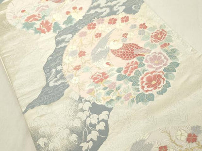 平和屋着物◎六通柄袋帯　道長花鳥丸文　金銀糸　正絹　逸品　DAAZ8079cd