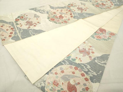 平和屋着物◎六通柄袋帯　道長花鳥丸文　金銀糸　正絹　逸品　DAAZ8079cd