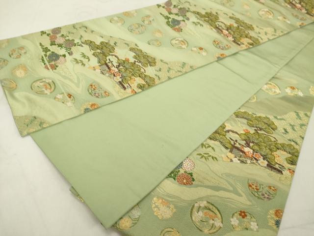 平和屋着物◎六通柄袋帯　風景吉祥花文　松竹梅　金糸　正絹　逸品　DAAZ8086cd