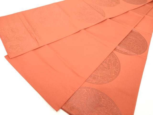 平和屋着物◎六通柄袋帯　花鳥丸文　茜色　正絹　逸品　DAAZ8090cd