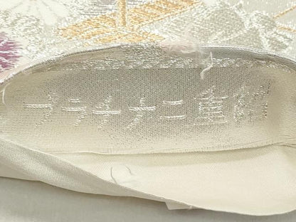 平和屋着物◎六通柄袋帯　地紙吉祥花文　プラチナ二重箔　正絹　逸品　DAAZ8092cd